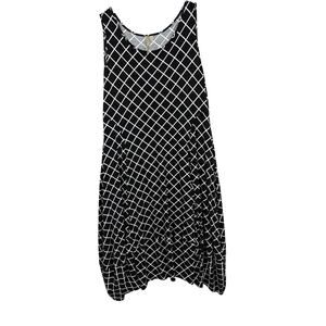 Comfy USA Black White Geometric Balloon Midi Dress Made in USA XL